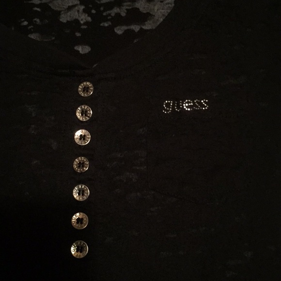Guess black sheer button T-shirt - Picture 2 of 4